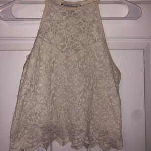 AEO White, Flowered Tank Top